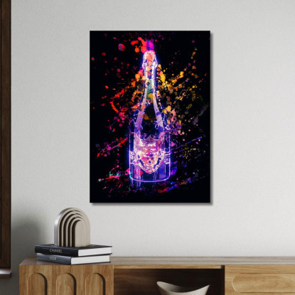Quadro Moderno Champagne Astratto Dom Perignon Schizzi Fluo chm1 quadro stampato su tela