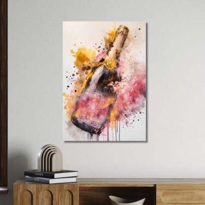 Quadro Moderno Champagne Astratto Giallo E Rosa Eleganza Esplosiva chm10 quadro stampato su tela