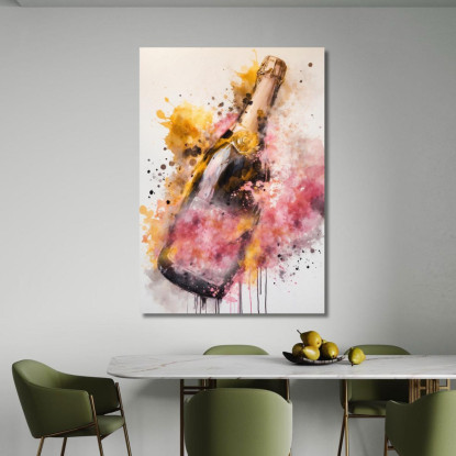 Quadro Moderno Champagne Astratto Giallo E Rosa Eleganza Esplosiva chm10 quadro stampato su tela