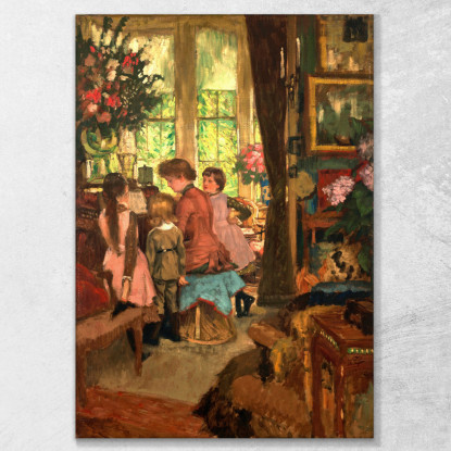 Kathleen Newton Al Pianoforte James Tissot jts50 quadro stampato su tela