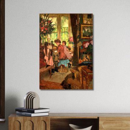 Kathleen Newton Al Pianoforte James Tissot jts50 quadro stampato su tela