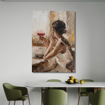 Quadro Donna Con Calice Di Vino Rosso Fashion fsn27 quadro stampato su tela