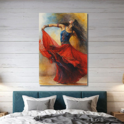 Quadro Donna Gipsy Danzante Con Abito Rosso Fashion fsn40 quadro stampato su tela