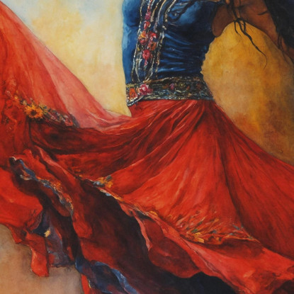 Quadro Donna Gipsy Danzante Con Abito Rosso Fashion fsn40 quadro stampato su tela