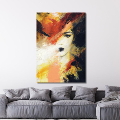 Quadro Ritratto Astratto Donna Colori Caldi Fashion fsn74 quadro stampato su tela