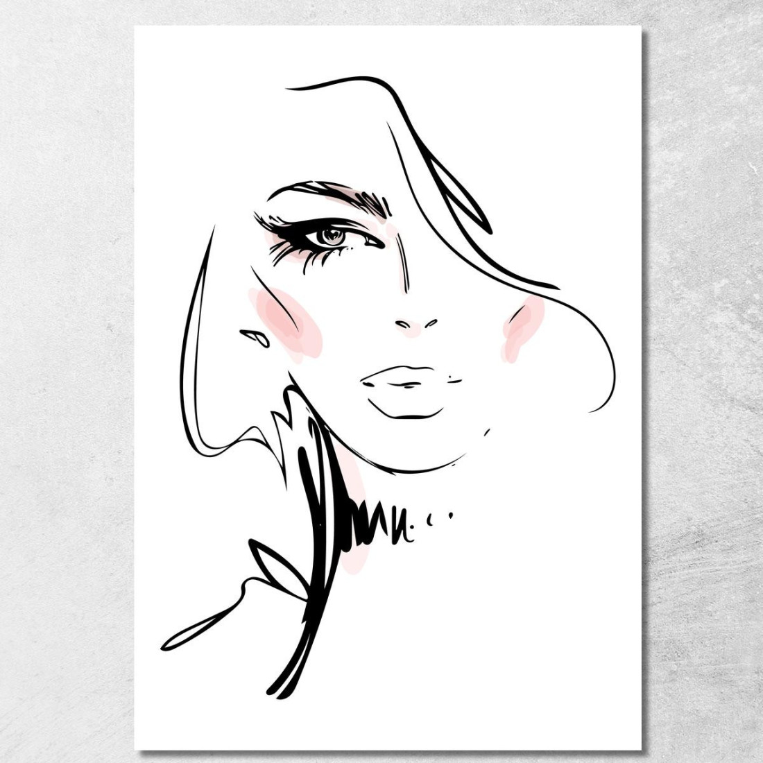 Quadro Volto Femminile Stilizzato Disegno Minimalista Fashion fsn94 quadro stampato su tela