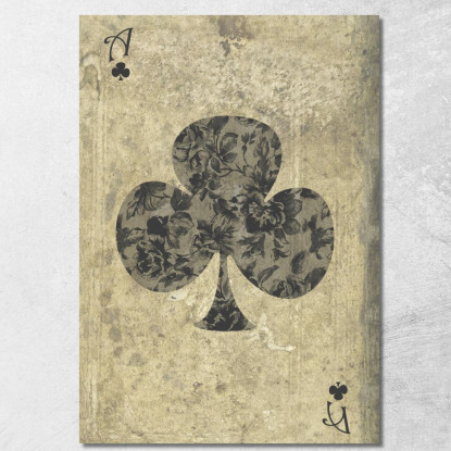Quadro Carte Da Gioco Asso Di Fiori Floreale plc3 quadro stampato su tela