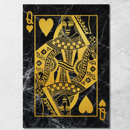 Quadro Carte Da Gioco Regina Di Cuori Oro plc12 quadro stampato su tela