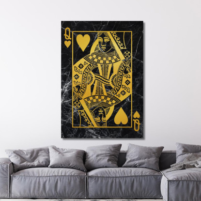 Quadro Carte Da Gioco Regina Di Cuori Oro plc12 quadro stampato su tela