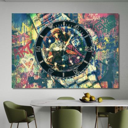 Quadro Moderno Orologio Submariner Street Art rlx27 quadro stampato su tela