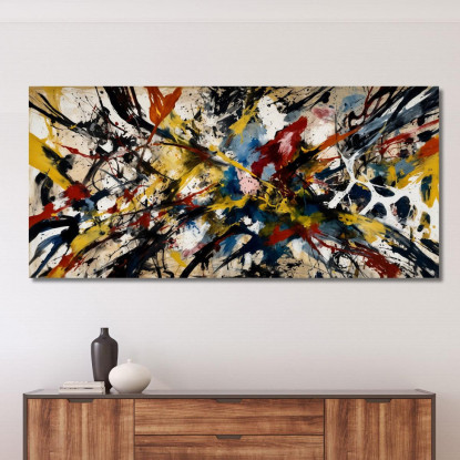 Caos Ordinato Stile Jackson Pollock ijsp5 quadro stampato su tela