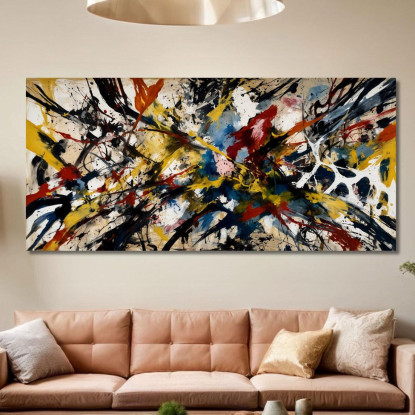 Caos Ordinato Stile Jackson Pollock ijsp5 quadro stampato su tela