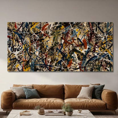 Convergenza Opera Ispirata Jackson Pollock ijsp6 quadro stampato su tela