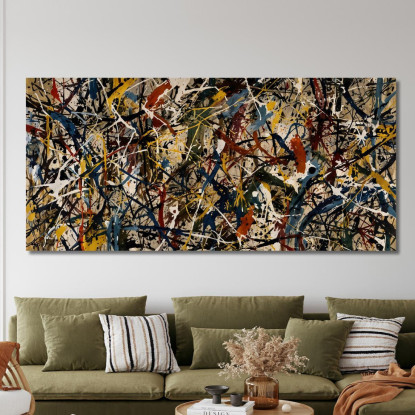 Convergenza Opera Ispirata Jackson Pollock ijsp6 quadro stampato su tela