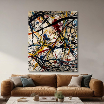 Dinamica Astratta Stile Jackson Pollock ijsp7 quadro stampato su tela