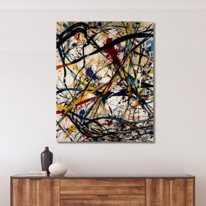 Dinamica Astratta Stile Jackson Pollock ijsp7 quadro stampato su tela
