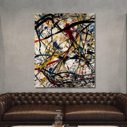 Dinamica Astratta Stile Jackson Pollock ijsp7 quadro stampato su tela