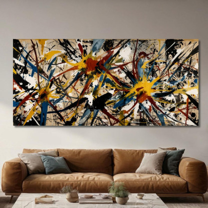 Dinamica Radiale Stile Jackson Pollock ijsp8 quadro stampato su tela