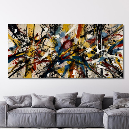 Dinamismo In Movimento Stile Jackson Pollock ijsp9 quadro stampato su tela