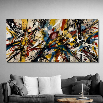 Dinamismo In Movimento Stile Jackson Pollock ijsp9 quadro stampato su tela