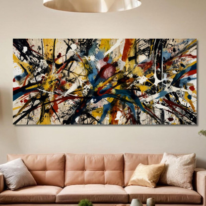 Dinamismo In Movimento Stile Jackson Pollock ijsp9 quadro stampato su tela