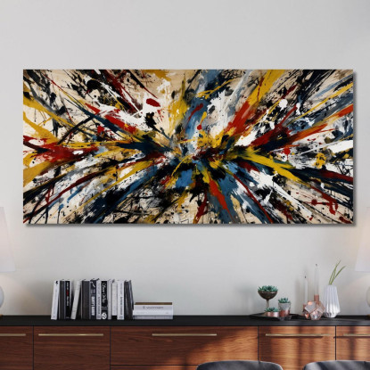 Esplosione Di Colore Opera Ispirata Jackson Pollock ijsp12 quadro stampato su tela
