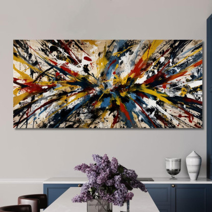 Esplosione Di Colore Opera Ispirata Jackson Pollock ijsp12 quadro stampato su tela
