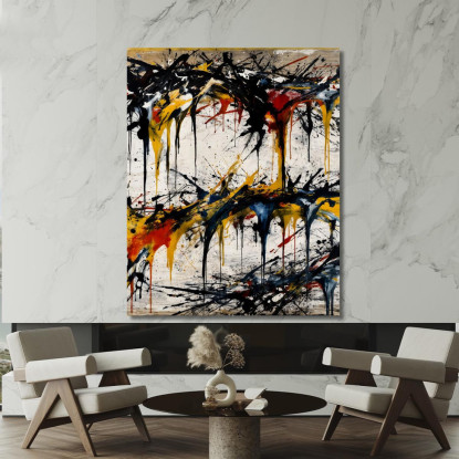 Espressione Liquida Stile Jackson Pollock ijsp13 quadro stampato su tela