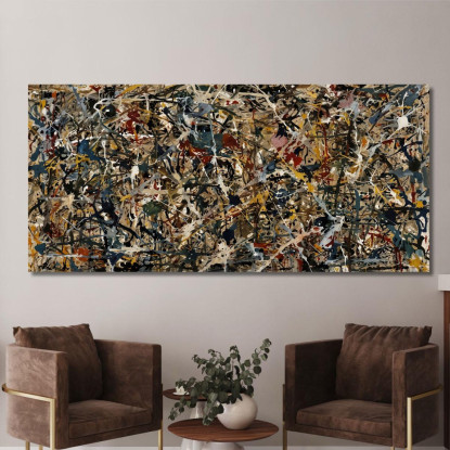 Numero 1 Ispirato Jackson Pollock ijsp14 quadro stampato su tela