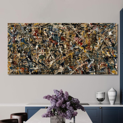 Numero 1 Ispirato Jackson Pollock ijsp14 quadro stampato su tela