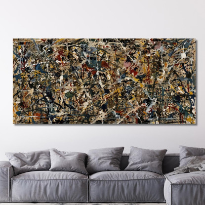 Numero 1 Ispirato Jackson Pollock ijsp14 quadro stampato su tela