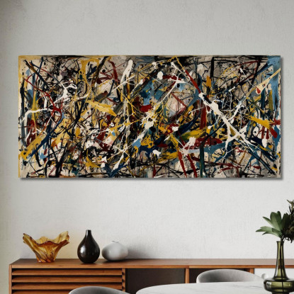 Oltre Convergence Opera Ispirata Jackson Pollock ijsp23 quadro stampato su tela