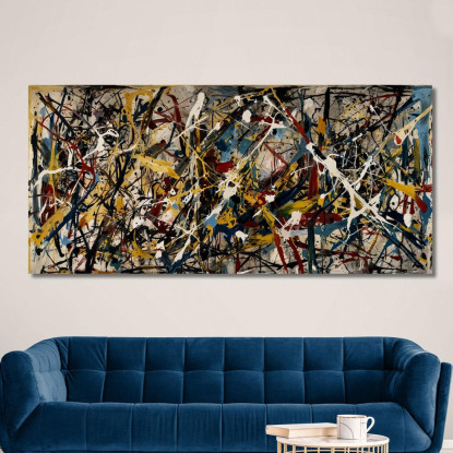 Oltre Convergence Opera Ispirata Jackson Pollock ijsp23 quadro stampato su tela