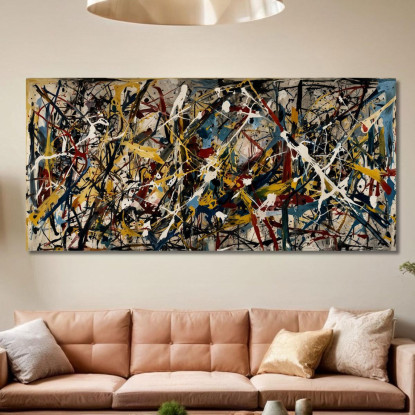 Oltre Convergence Opera Ispirata Jackson Pollock ijsp23 quadro stampato su tela