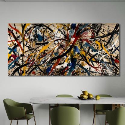 Risonanze Astratte Stile Jackson Pollock ijsp25 quadro stampato su tela