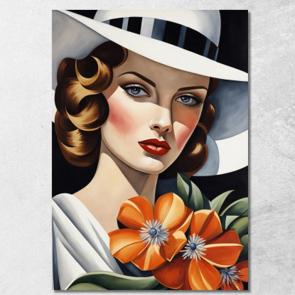 Fioritura Cremisi Stile Tamara de Lempicka ilmt2 quadro stampato su tela