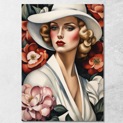 Lady Camelia Stile Tamara de Lempicka ilmt4 quadro stampato su tela
