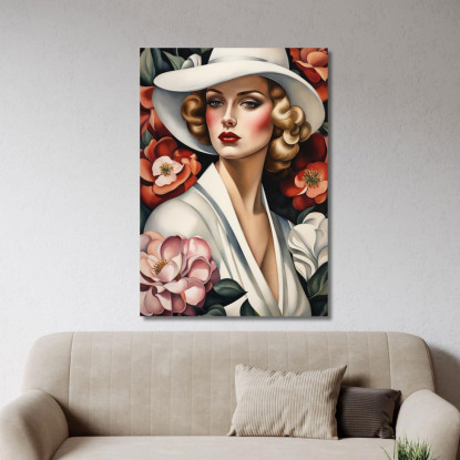 Lady Camelia Stile Tamara de Lempicka ilmt4 quadro stampato su tela