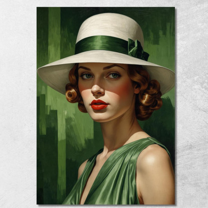 Signora In Verde Stile Tamara de Lempicka ilmt6 quadro stampato su tela