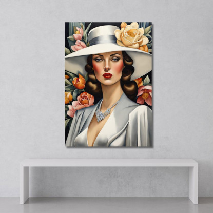 Ritratto Di Una Signora In Bianco Stile Tamara de Lempicka ilmt11 quadro stampato su tela