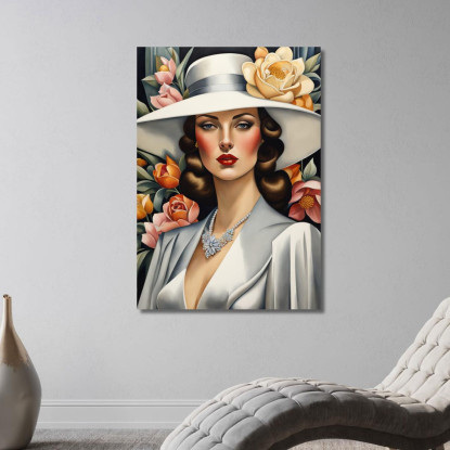 Ritratto Di Una Signora In Bianco Stile Tamara de Lempicka ilmt11 quadro stampato su tela