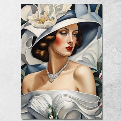 Ritratto Di Una Donna In Bianco Stile Tamara de Lempicka ilmt12 quadro stampato su tela