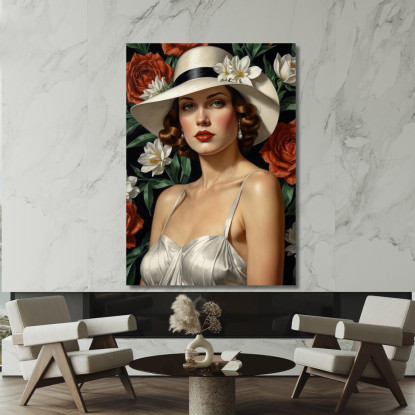 La Musa Floreale Stile Tamara de Lempicka ilmt16 quadro stampato su tela