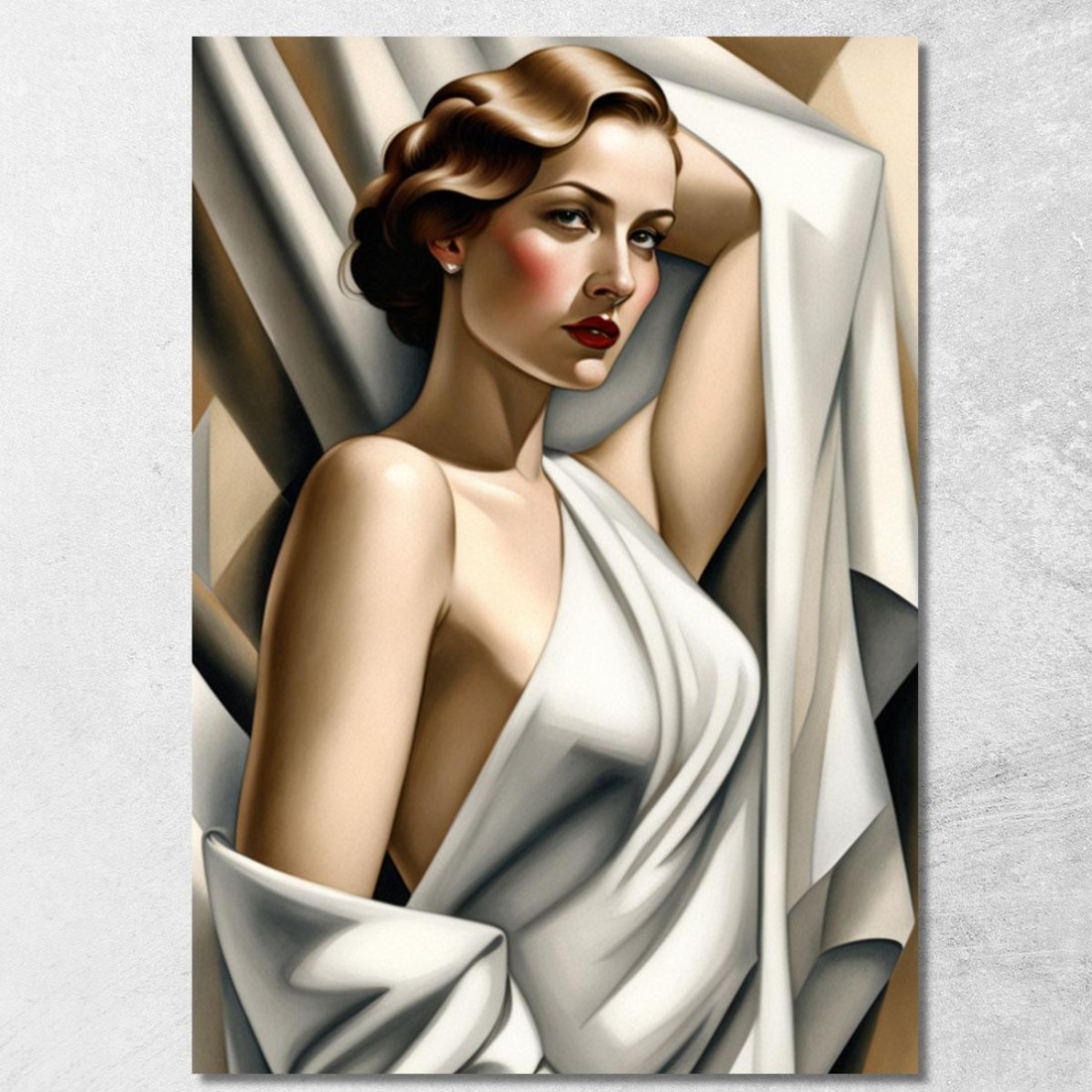 Donna In Bianco Stile Tamara de Lempicka ilmt23 quadro stampato su tela