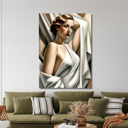 Donna In Bianco Stile Tamara de Lempicka ilmt23 quadro stampato su tela
