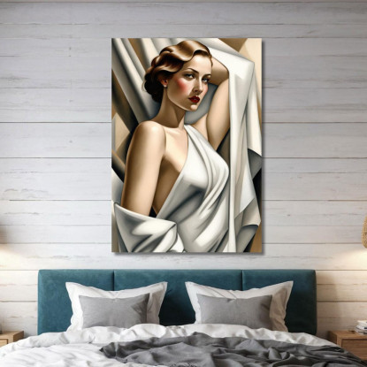 Donna In Bianco Stile Tamara de Lempicka ilmt23 quadro stampato su tela