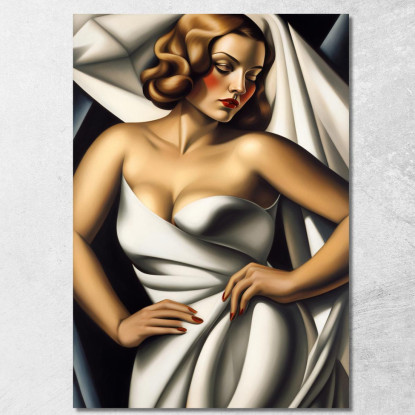 Donna In Velluto Bianco Stile Tamara de Lempicka ilmt24 quadro stampato su tela