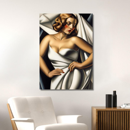 Donna In Velluto Bianco Stile Tamara de Lempicka ilmt24 quadro stampato su tela