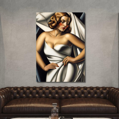 Donna In Velluto Bianco Stile Tamara de Lempicka ilmt24 quadro stampato su tela