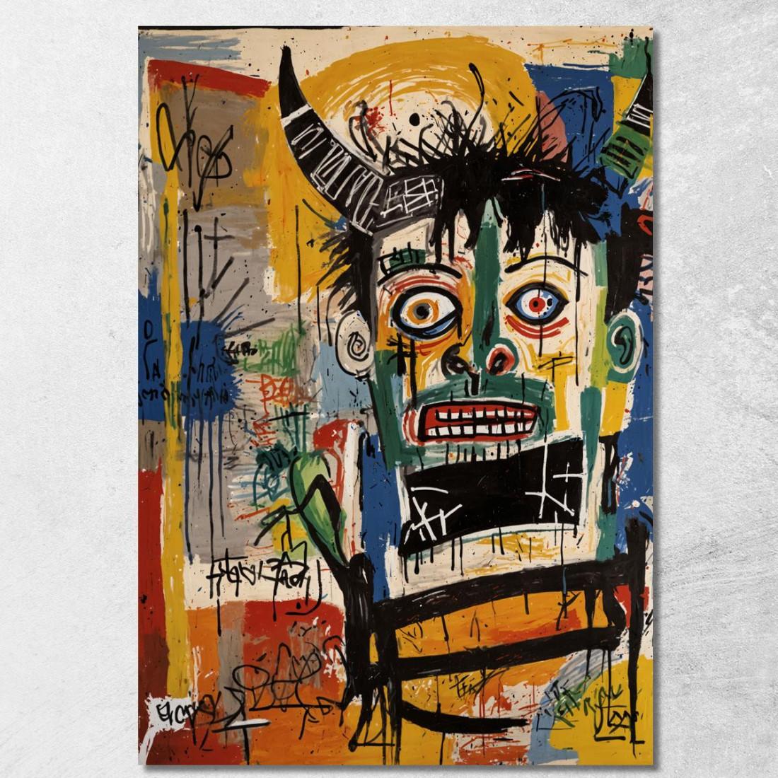 Visione Della Follia Stile Jean-Michel Basquiat ibsq1 quadro stampato su tela